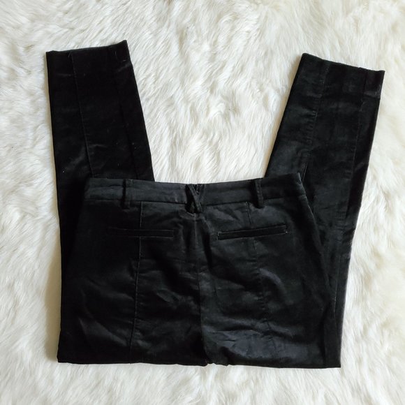 Anthropologie Essential Slim Black Velvet Pants 4 - Picture 8 of 16